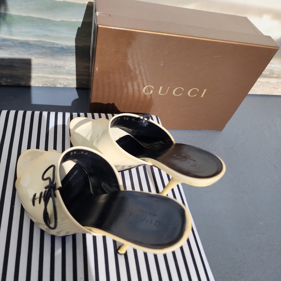 Gucci Dress Sand Pelle Leather Off White Sandals - Picture 4 of 7